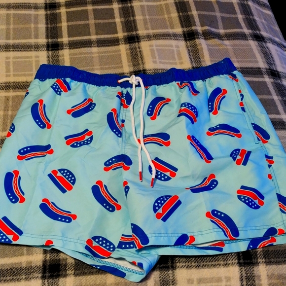 Patriotic Hotdog Above the Knee Swimming Shorts - Picture 1 of 1